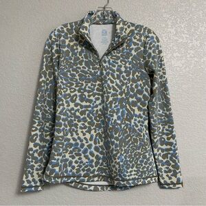 J McLaughlin Shirt Top Womens S Catalina Cloth Leopard Print Golf Tennis 1/4 Zip